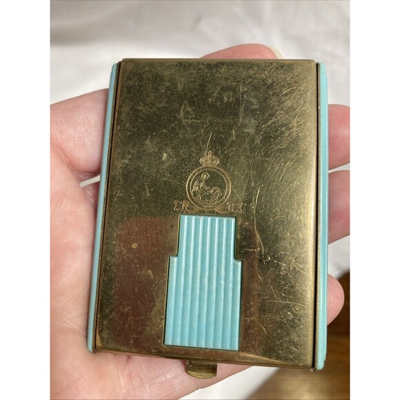 Vintage Coty Rouge & Powder w/ Original Puffs Compact Brass & Bakelite Art Deco - Picture 1 of 8